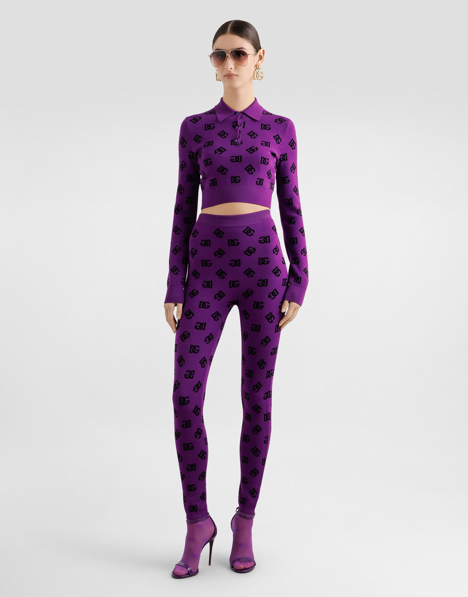 Leggings Dolce & Gabbana Dolce & Gabbana Jacquard Leggings Lilla | FXI13TJGMB3F1540, 1