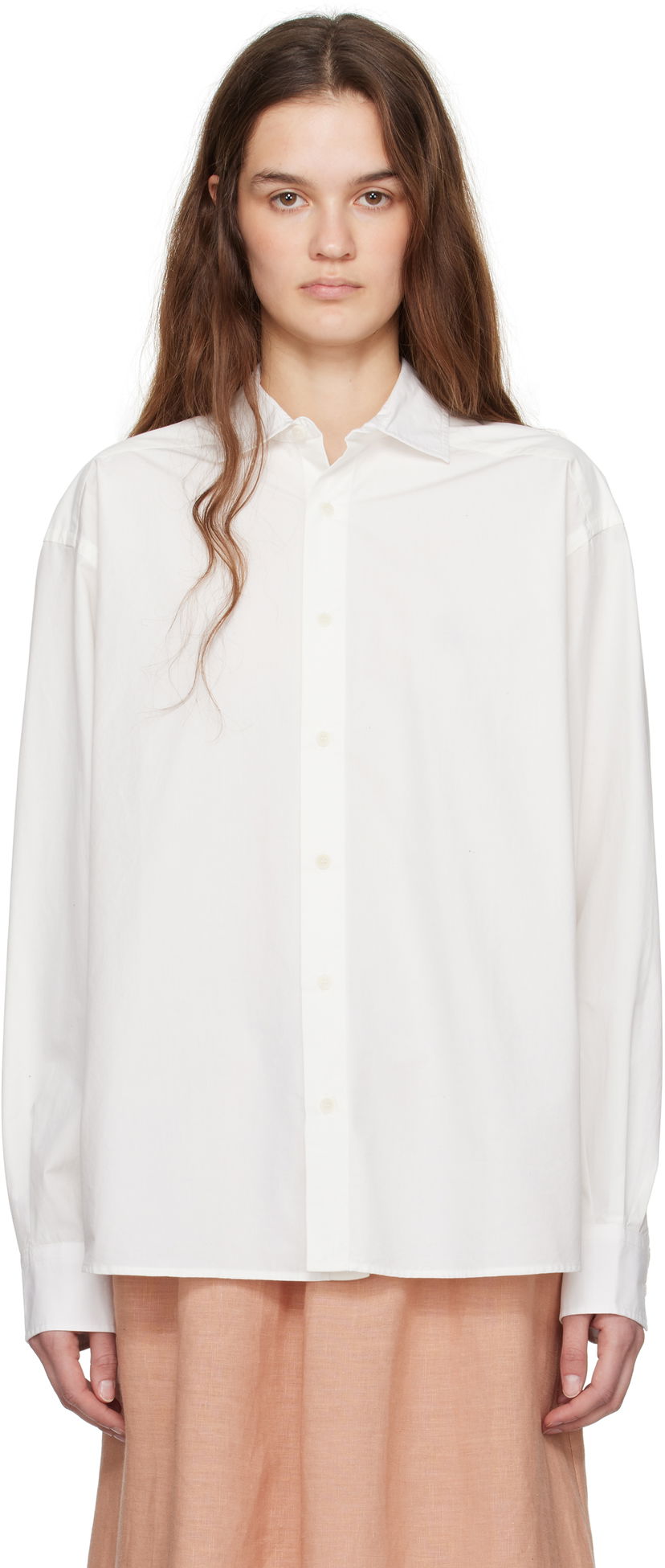 Skjorte Baserange Baserange Claude Relaxed-Fit Button-Up Shirt Hvid | SHOL-POU-SP25