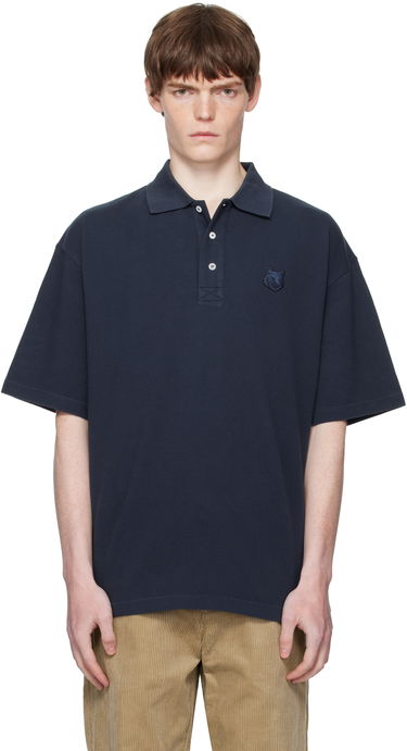 Polo skjorte MAISON KITSUNÉ Maison Kitsuné Fox Head Patch Oversize Polo Mørkeblå | PM00211KP0001, 0