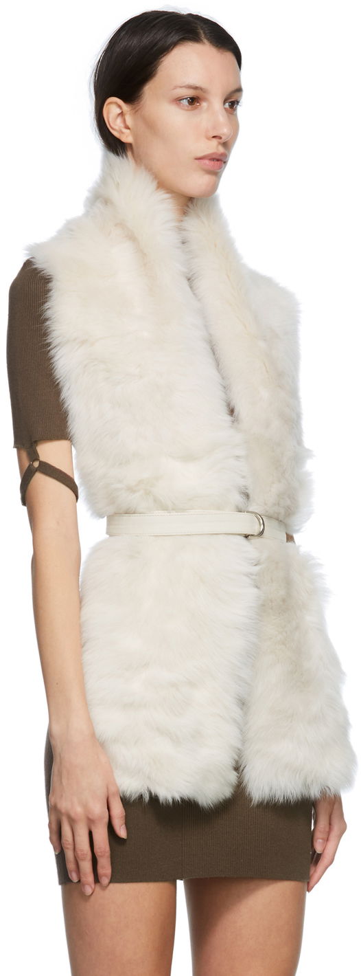 Tørklæde Yves Salomon Yves Salomon Belted Shearling Scarf Hvid | 21WAA303XXTOSX, 1