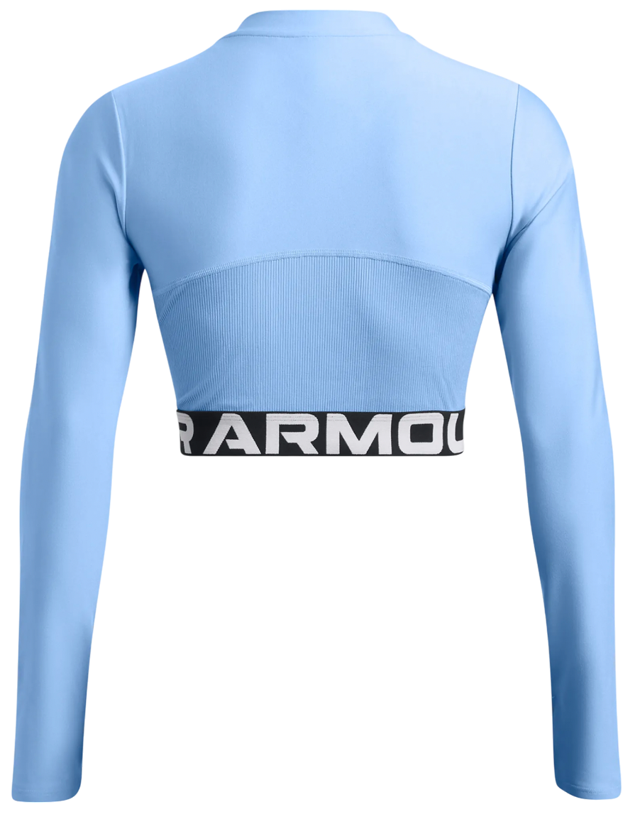 Crop top Under Armour HeatGear Rib 1/4 Zip Long Sleeve Blå | 1388692-465, 1