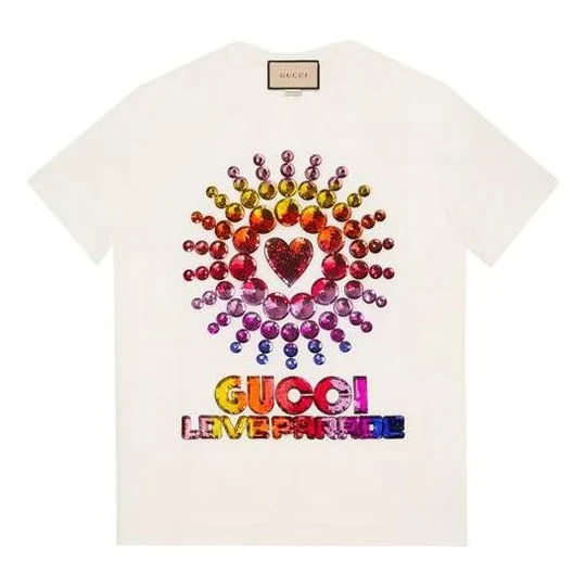 T-shirt Gucci Love Parade Oversized T-shirt White Hvid | 615044 XJEN4 9088