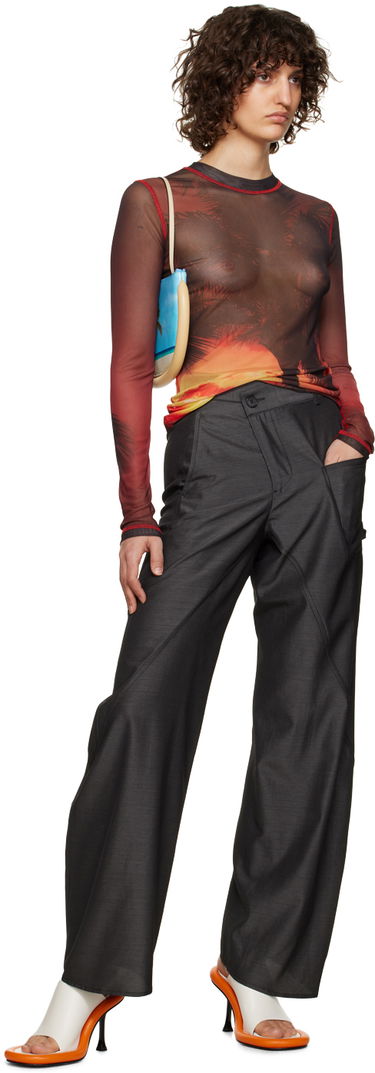 T-shirt JW Anderson JW Anderson Sunset Palm Sheer Long Sleeve T-Shirt Rød | JO0138-PG1266, 3
