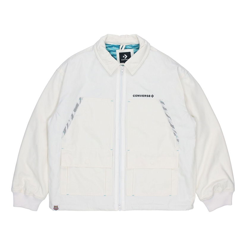 Jakke Converse New Year Series Logo Print Lapel Jacket Hvid | 10024149-A01
