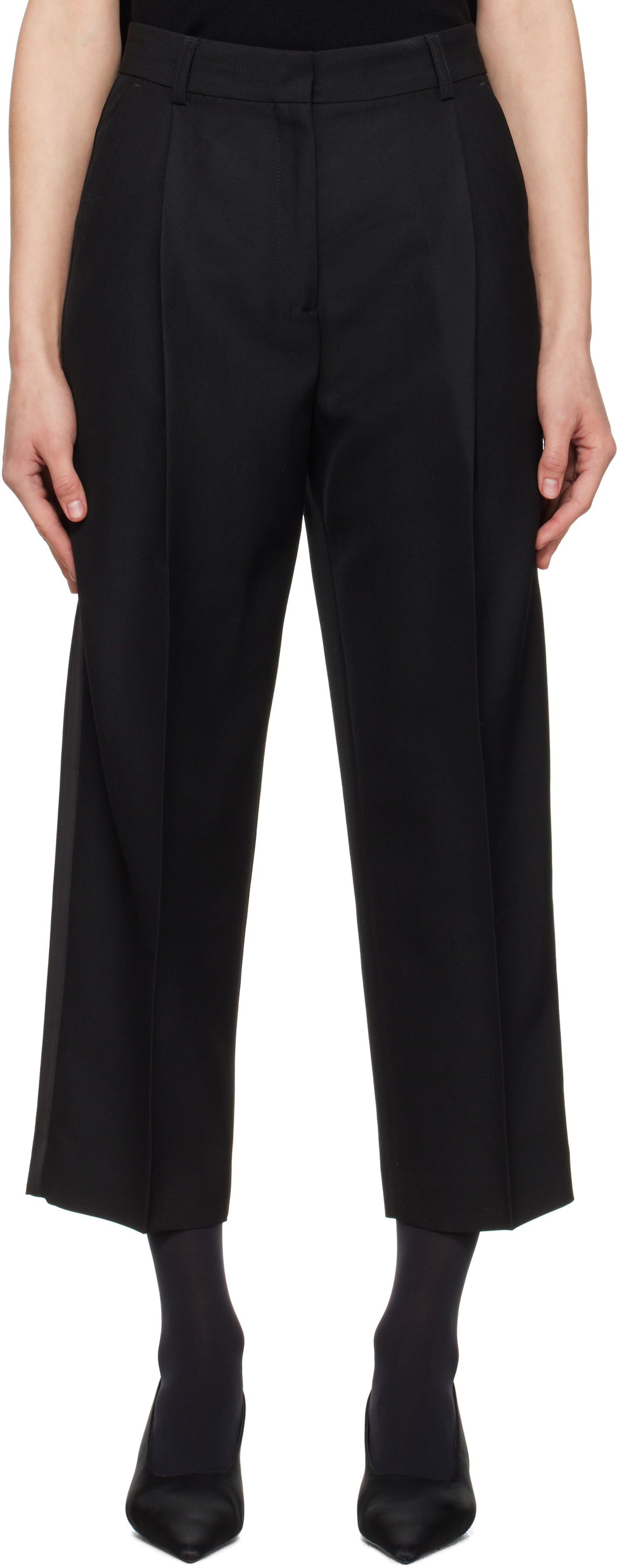 Bukser TOTEME TOTEME Pleated Straight Trousers Sort | 251-WRB0254-FB0026, 0