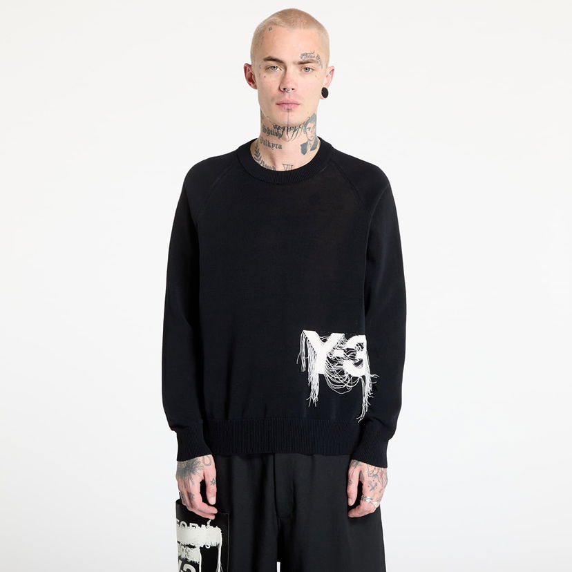 Sweatshirt Y-3 Logo Knit Crew Sweatshirt Sort | JL8752