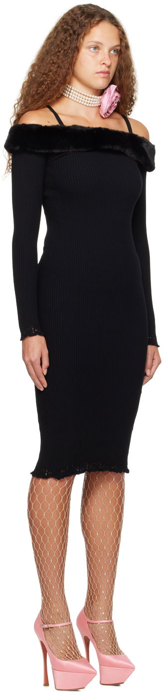 Kjole Blumarine Blumarine Faux-Fur Trim Midi Dress Sort | A322A384B, 1