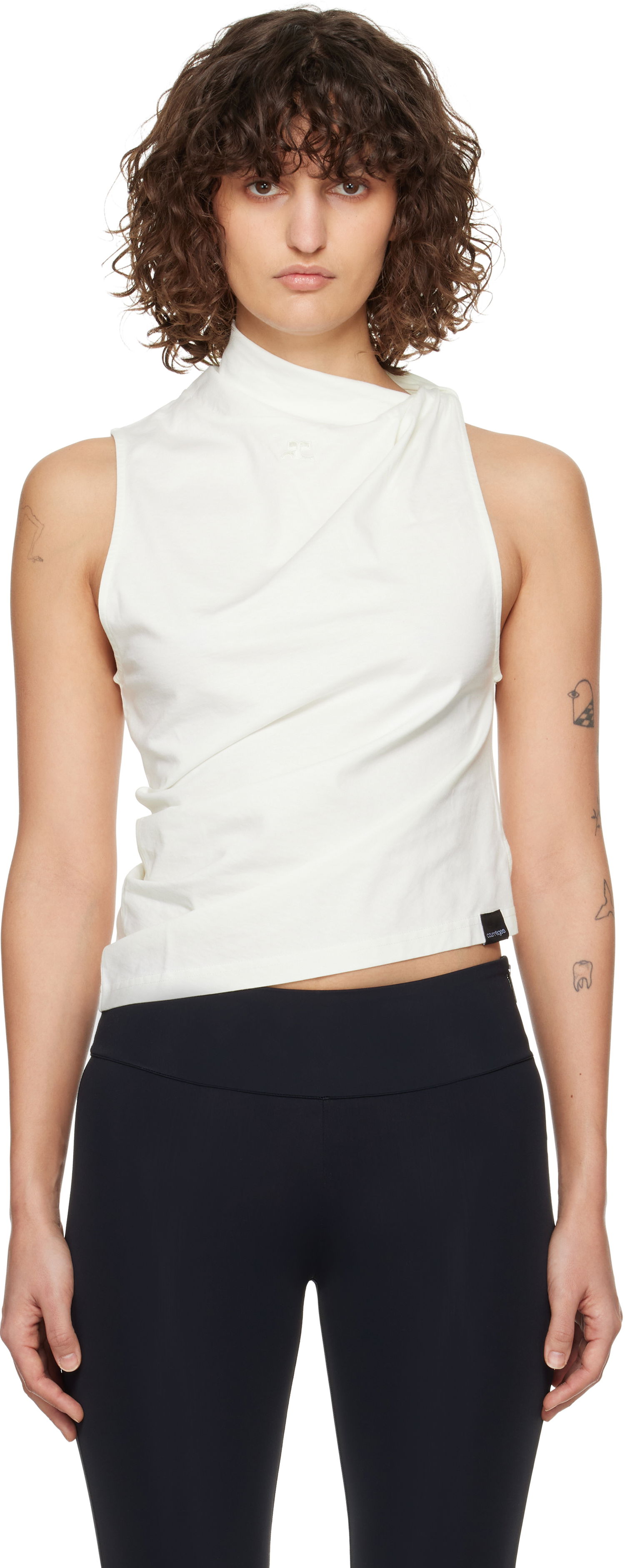 Tanktop Courrèges Courrèges Draped Jersey Tank Top Hvid | 125JDE125JS0107, 0