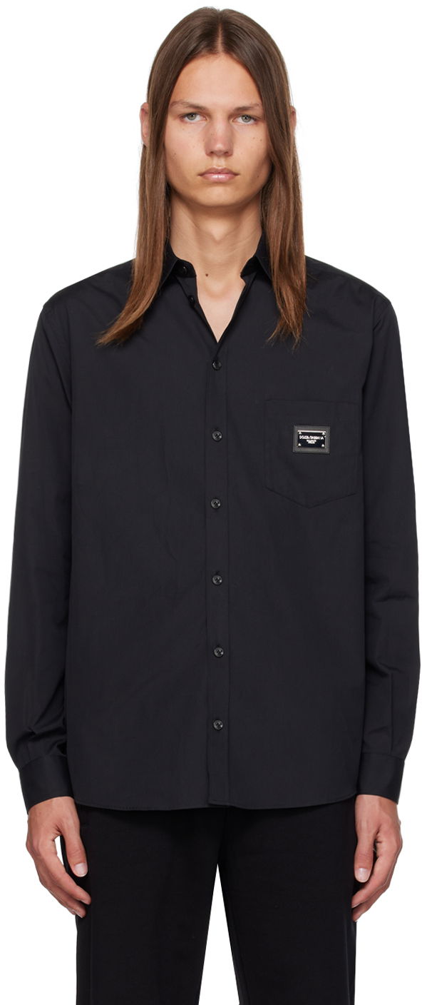 Skjorte Dolce & Gabbana Black Martini-Fit Shirt Sort | G5JG4TFU5U8, 0