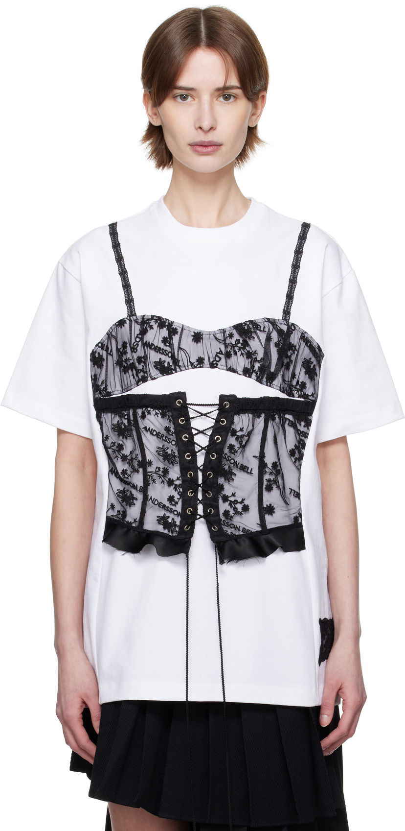 T-shirt Andersson Bell Andersson Bell Lace Corset Oversized T-Shirt Hvid | atb1268w