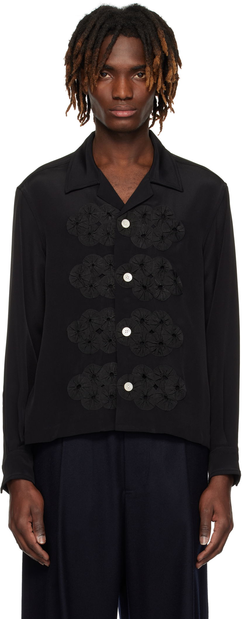 Skjorte Bode Bode Ribbon Garland Shirt Sort | MRS25SH037