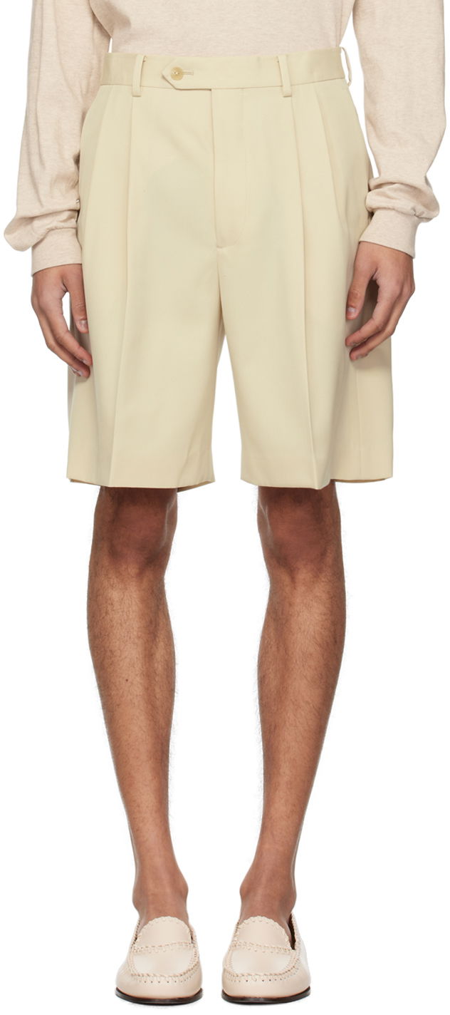 Shorts AURALEE Auralee Light Pleated Shorts Beige | A24SP04MG