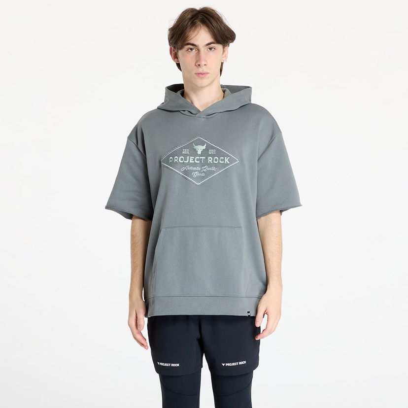 Sweatshirt Under Armour Project Rock Heavyweight Short Sleeve Hooded Tools T-Shirt Clay Green/ Clay Green Grøn | 1386900-709