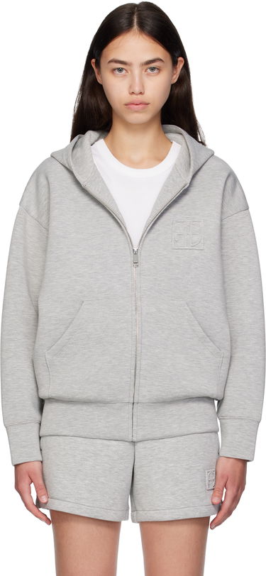Sweatshirt Anine Bing ANINE BING Bond Zip Up Framed Monogram Hoodie Grå | A-08-10742-GRY1, 0