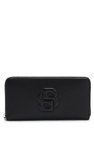 Tegnebog BOSS Balenciaga Grained Leather Ziparound Wallet with Padded Double B Monogram Sort | 50536354