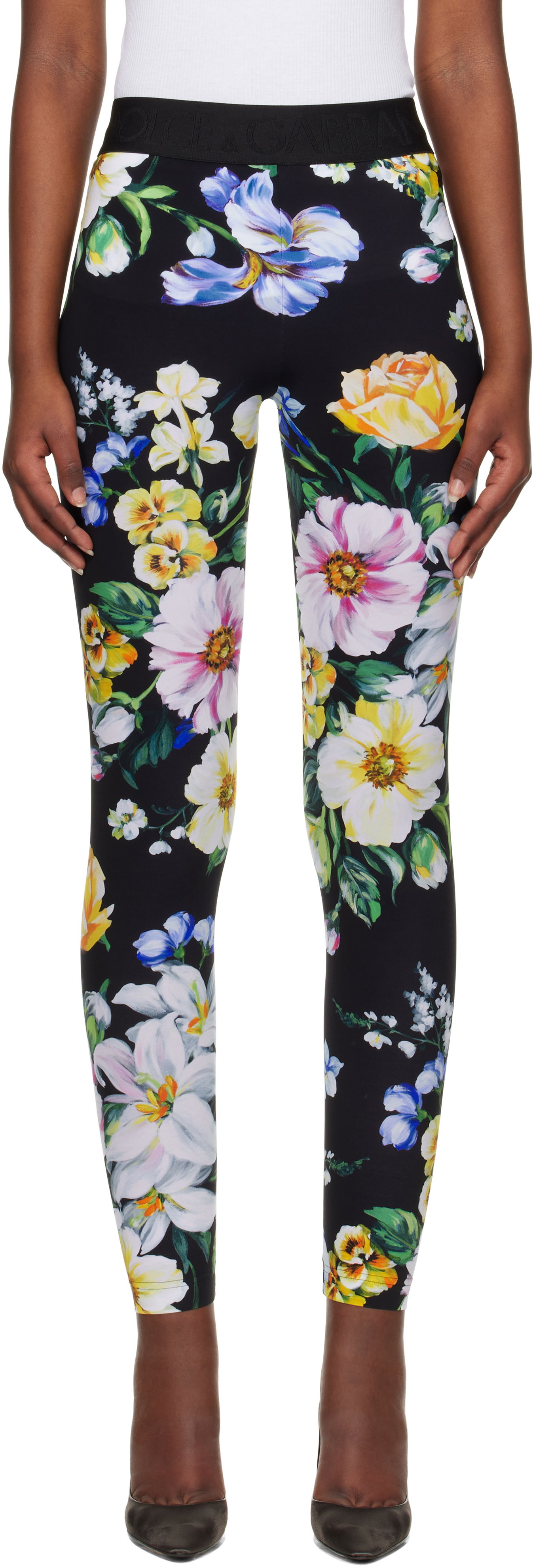 Leggings Dolce & Gabbana Dolce&Gabbana Floral Print Leggings Sort | FTB5TT FSG8L, 0