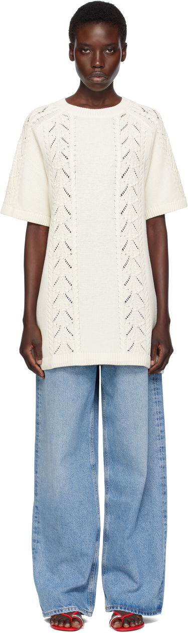 Sweater Loulou de Saison Loulou de Saison Arman Knit Top Hvid | ARMAN, 0