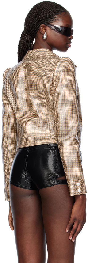 Jakke Courrèges Cropped Check Print Buttoned Jacket Brun | 124CBL005PR0042, 2