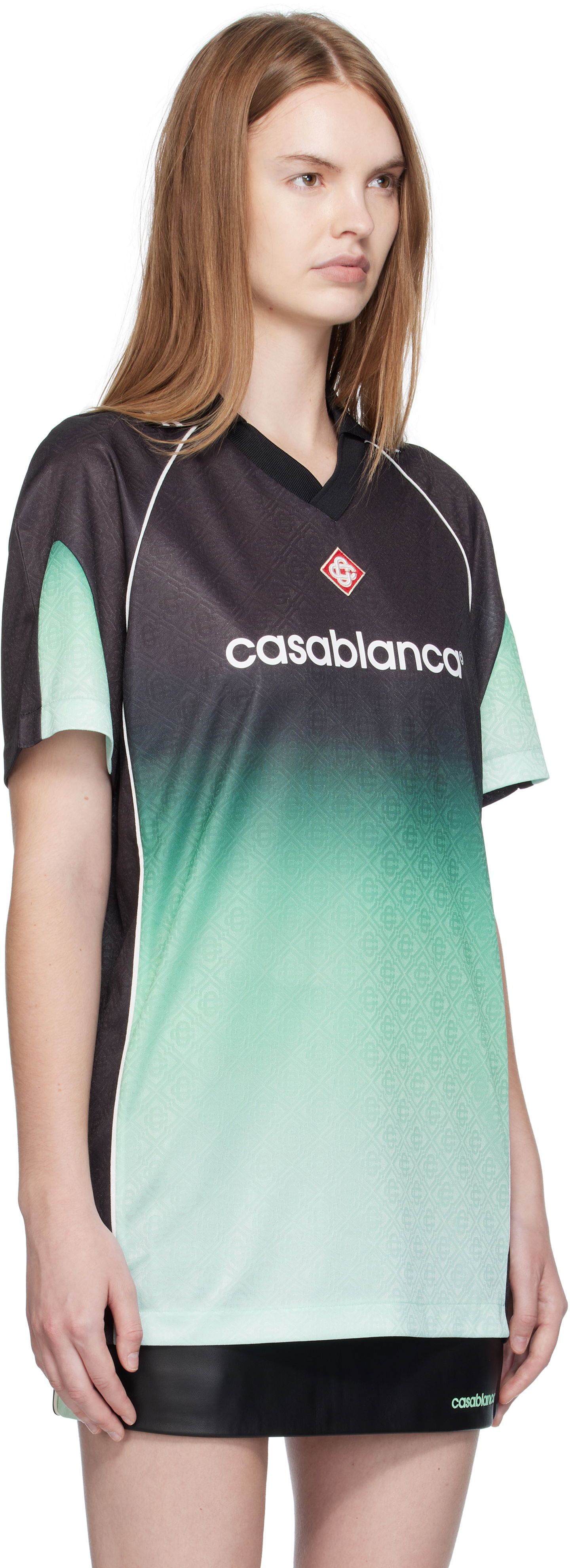 T-shirt Casablanca Casablanca Gradient Monogram Jacquard Football T-shirt Grøn | U-WPF25-JTP-375-01, 1