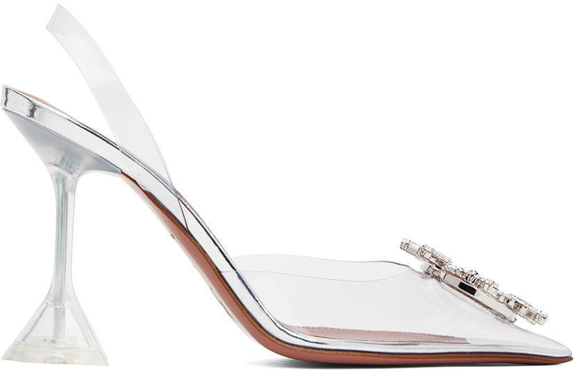 Sneakers og sko Amina Muaddi Transparent Begum Glass Slingback Heels Hvid | BEGUM GLASS SLING CL PVC