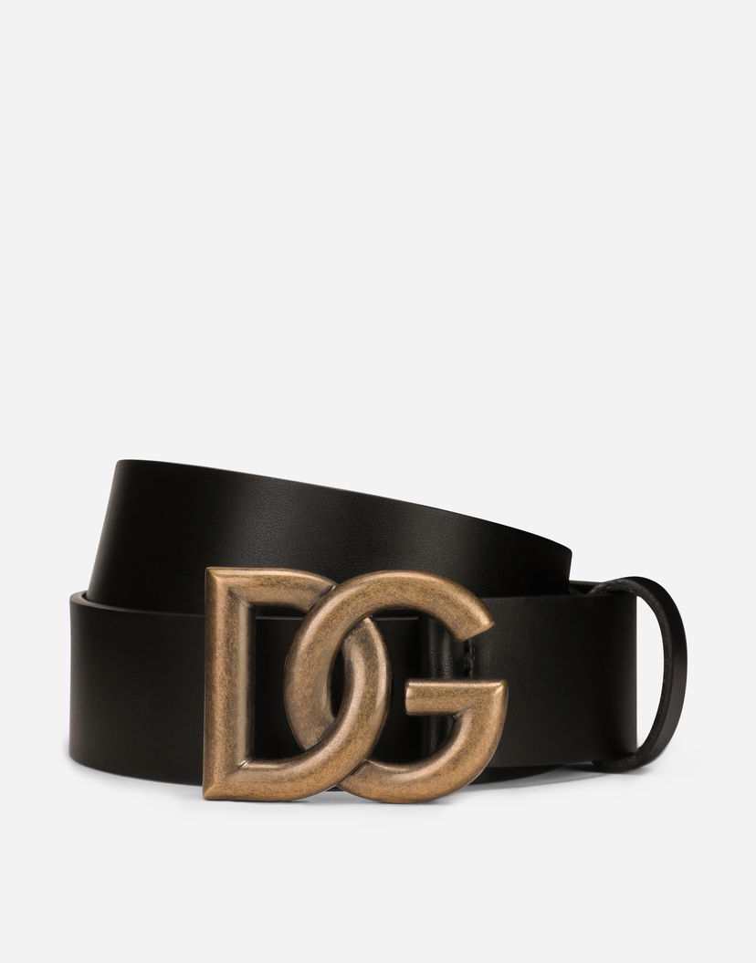 Bælter Dolce & Gabbana Leather Belt with DG Logo Buckle Sort | BC4644AX62280999