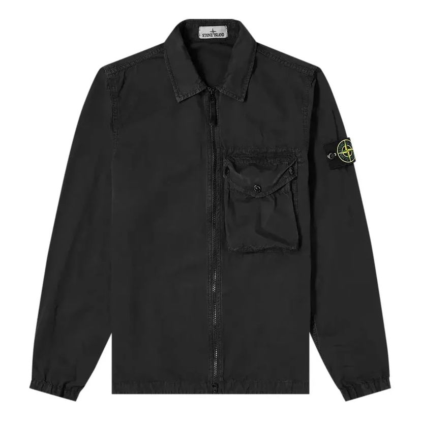 Skjorte Stone Island Zip Pocket Overshirt Sort | 7415117WN-V0129
