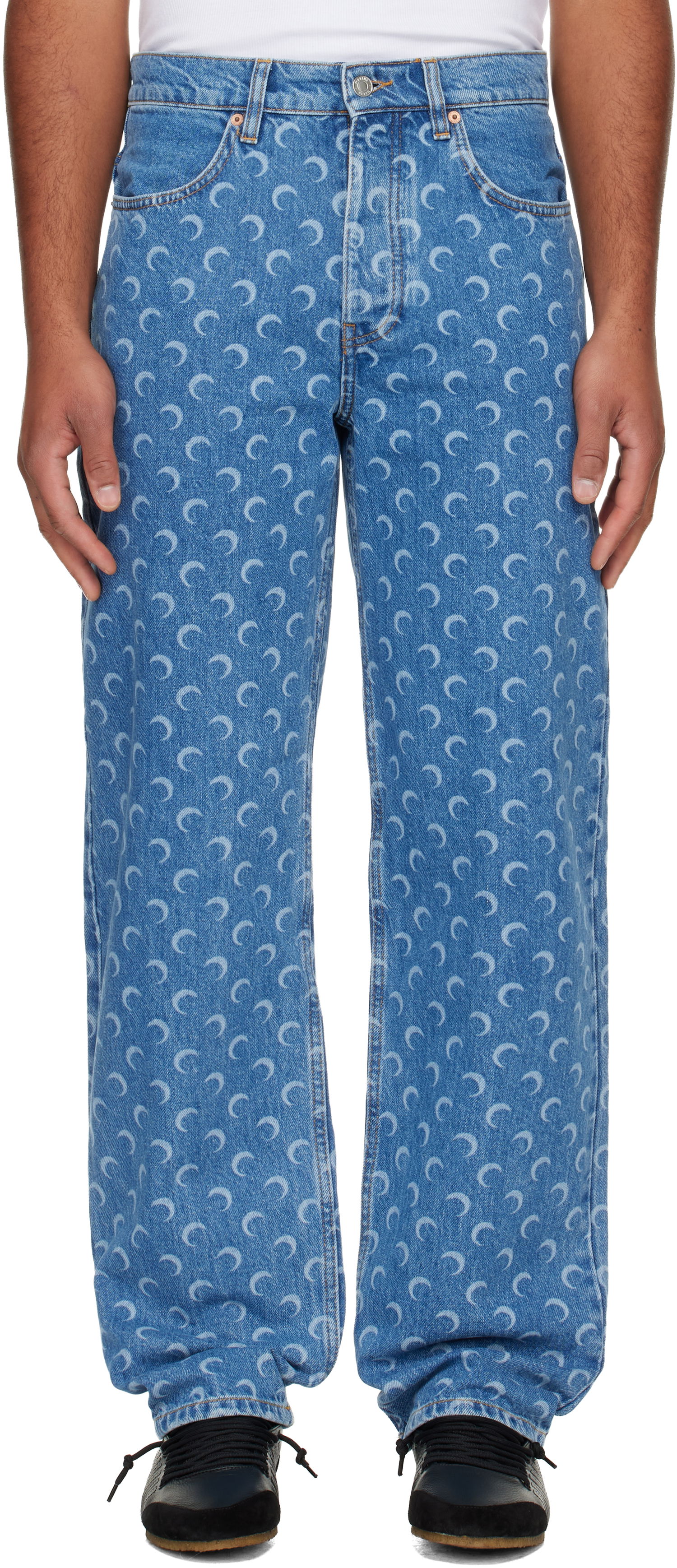 Jeans Marine Serre Moon Laser Baggy Jeans Blå | MPA070BCDEN0002, 0