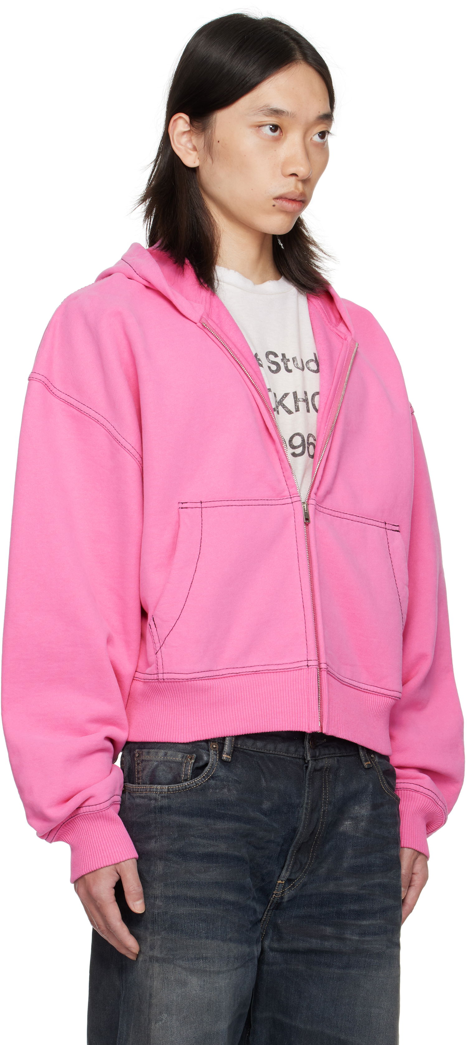 Sweatshirt Acne Studios Acne Studios Zip-Up Hoodie Lyserød | CI0208-, 1