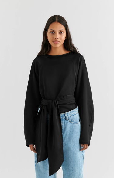 T-shirt AXEL ARIGATO Diana Tie-Front Top Sort | A2123001, 7
