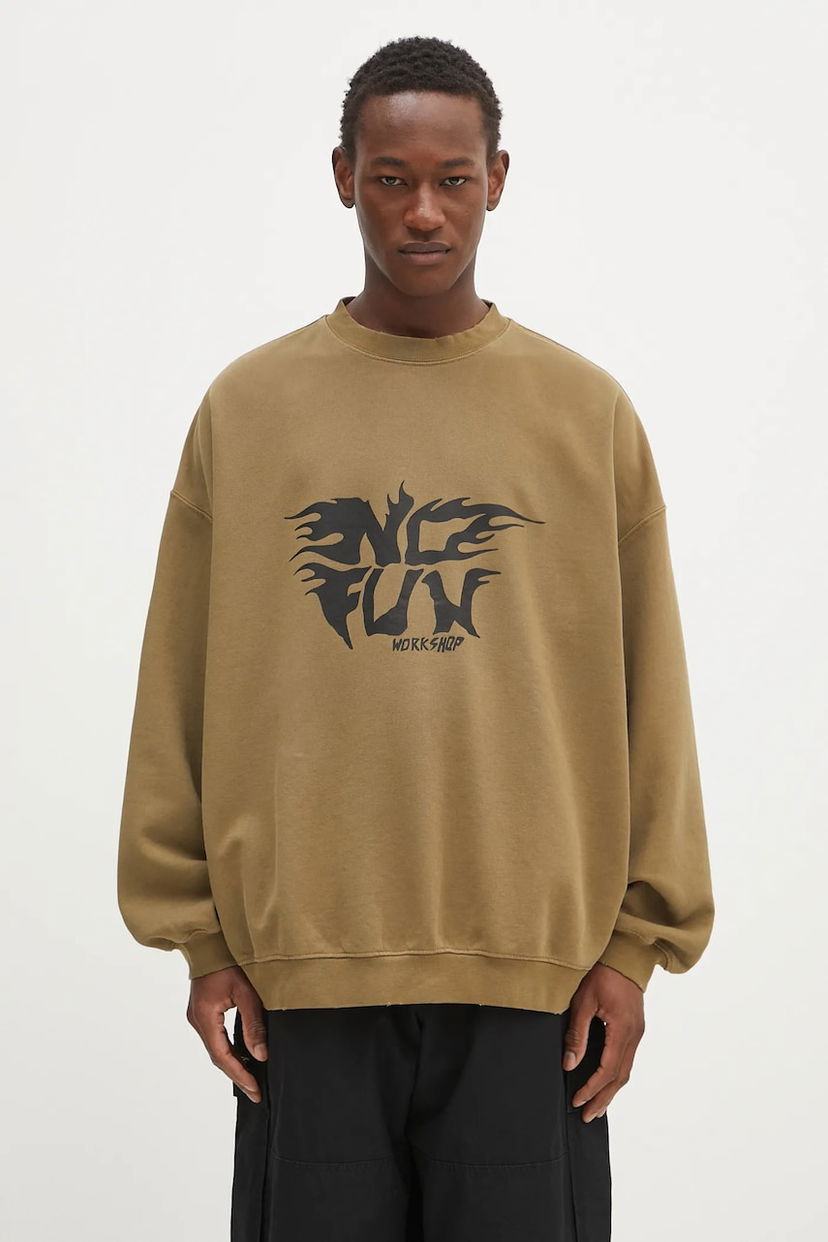 Sweatshirt 032C 032C 'No Fun' Workshop Print Sweatshirt Brun | S25.URC.0522.450