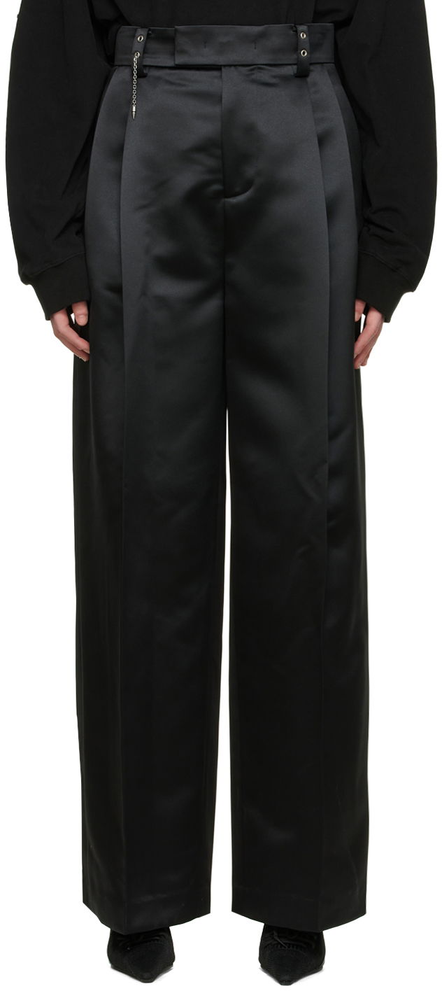 Bukser We11done We11done Satin Wide-Leg Trousers Sort | WD-PT1-22-234-M-BK
