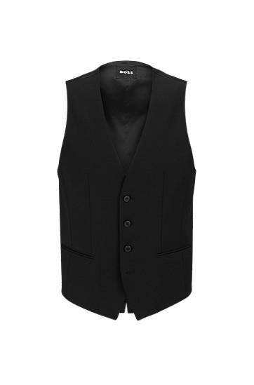 Vest BOSS BOSS Slim-Fit Virgin-Wool Blend Waistcoat Sort | 50482736