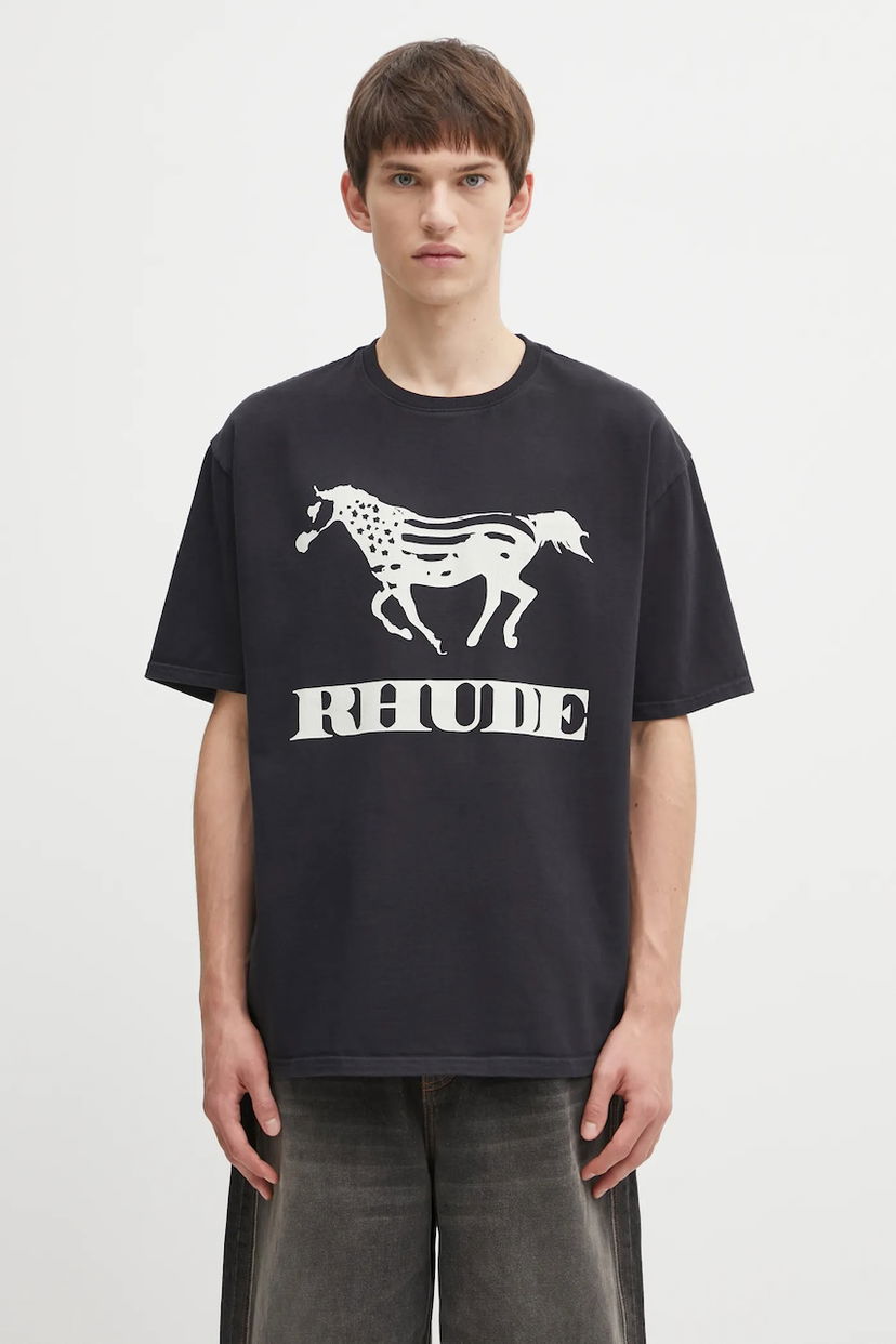 T-shirt Rhude Dinero T-shirt with Horse Print Sort | RHFW25TT01012
