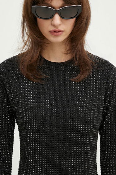 Kjole VETEMENTS VETEMENTS Iced-Out Longsleeve Mini Dress Sort | WA66DR900B, 3