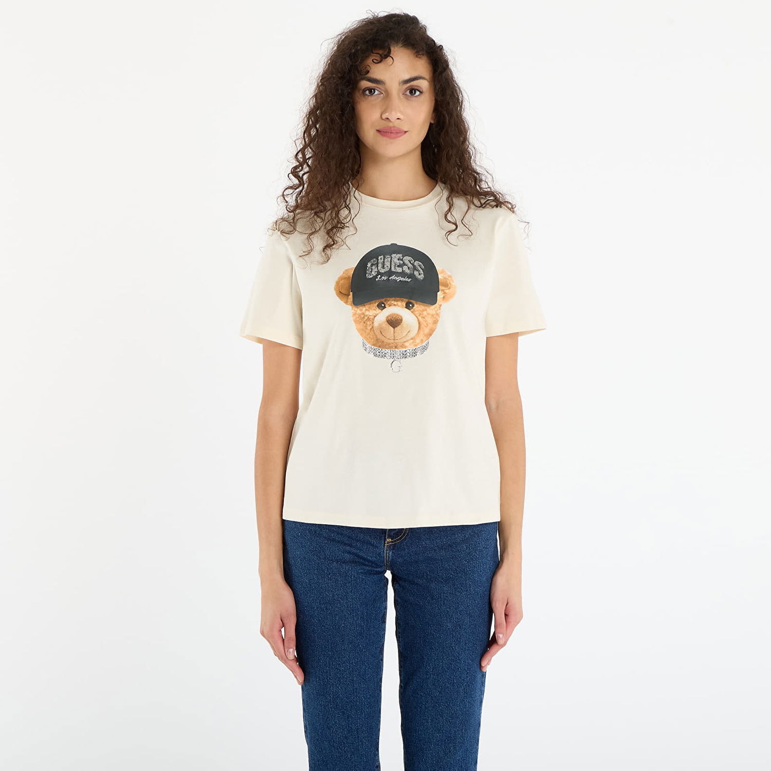 T-shirt GUESS Teddy Bear Hat Short Sleeve T-Shirt Beige | V5BI09I3Z14-G1O6, 0