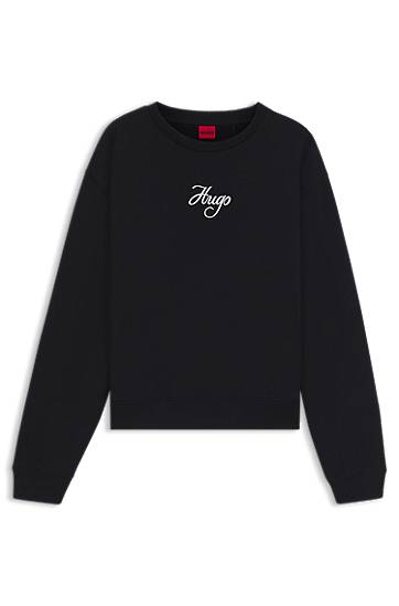 Sweatshirt BOSS Oversized-Fit Cotton-Terry Sweatshirt with Glitter Logo by HUGO Sort | 50550149, 0