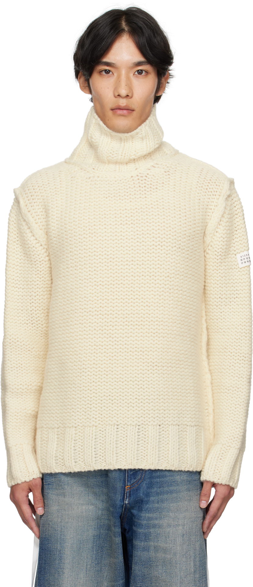 Sweater Maison Margiela MM6 Maison Margiela Chunky Wool Turtleneck Sweater Hvid | SH2HA0008 M13166