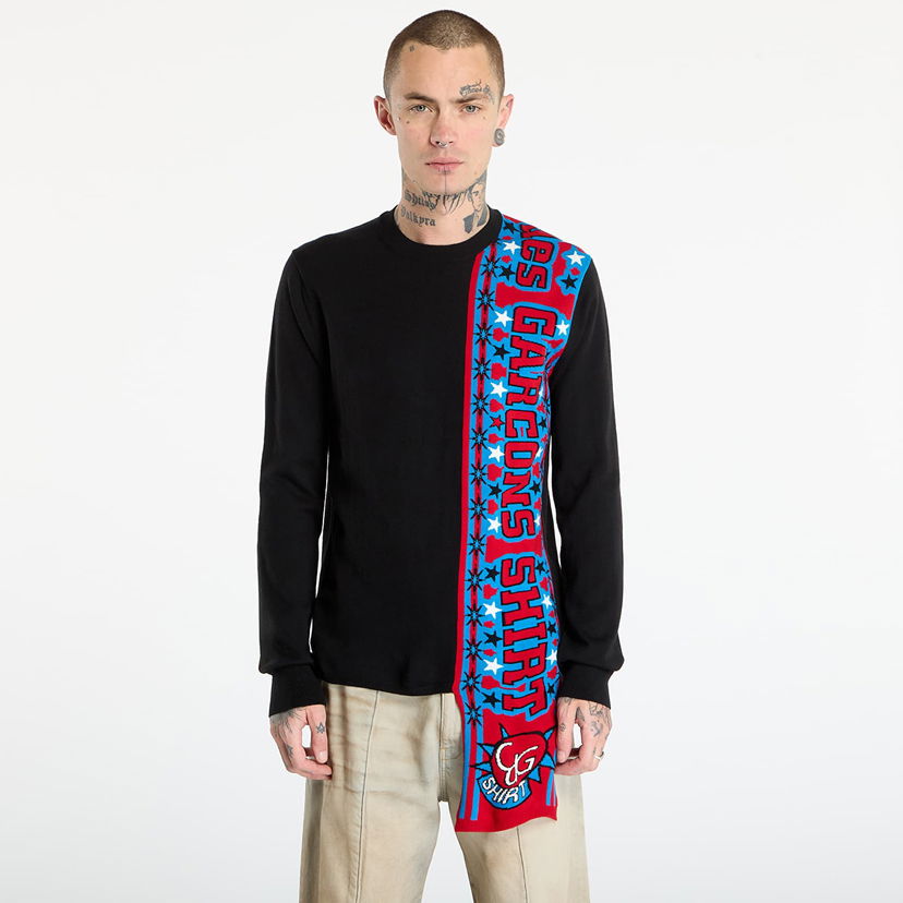 Sweater Comme des Garçons Comme des Garçons SHIRT Soccer Scarf Knitted Sweater Sort | FP-N004-W25 Black