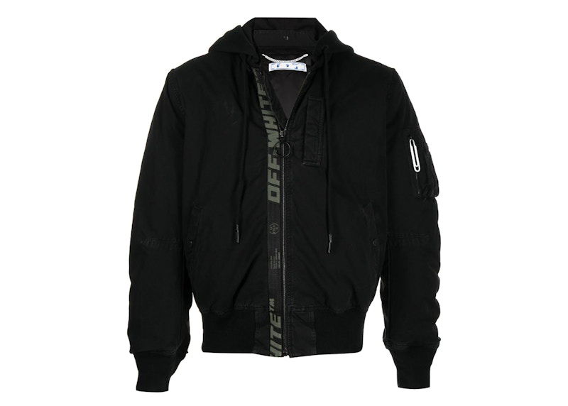 Bomberjakke Off-White Vintage Cotton Bomber Jacket Sort | OMEH028R21FAB0011001