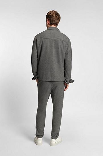 Bukser BOSS Tapered-fit brushed stretch flannel trousers Grå | 50551542, 1