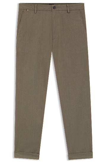 Bukser BOSS Modern-fit trousers in brushed twill Brun | 50549461