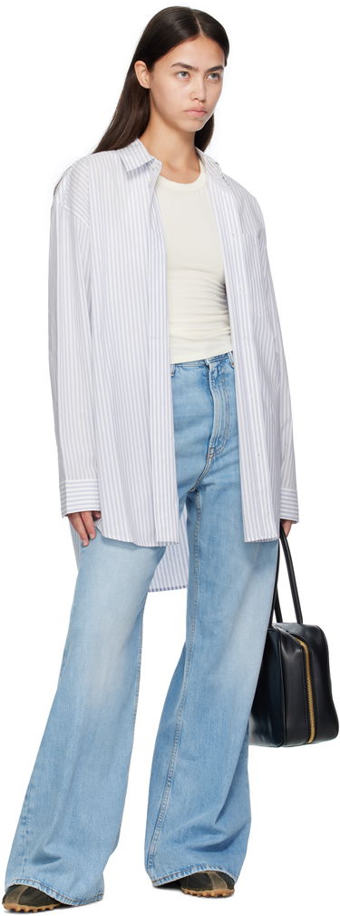 Skjorte Acne Studios Acne Studios Striped Oversized Button-Up Shirt Blå | CB0117-, 3