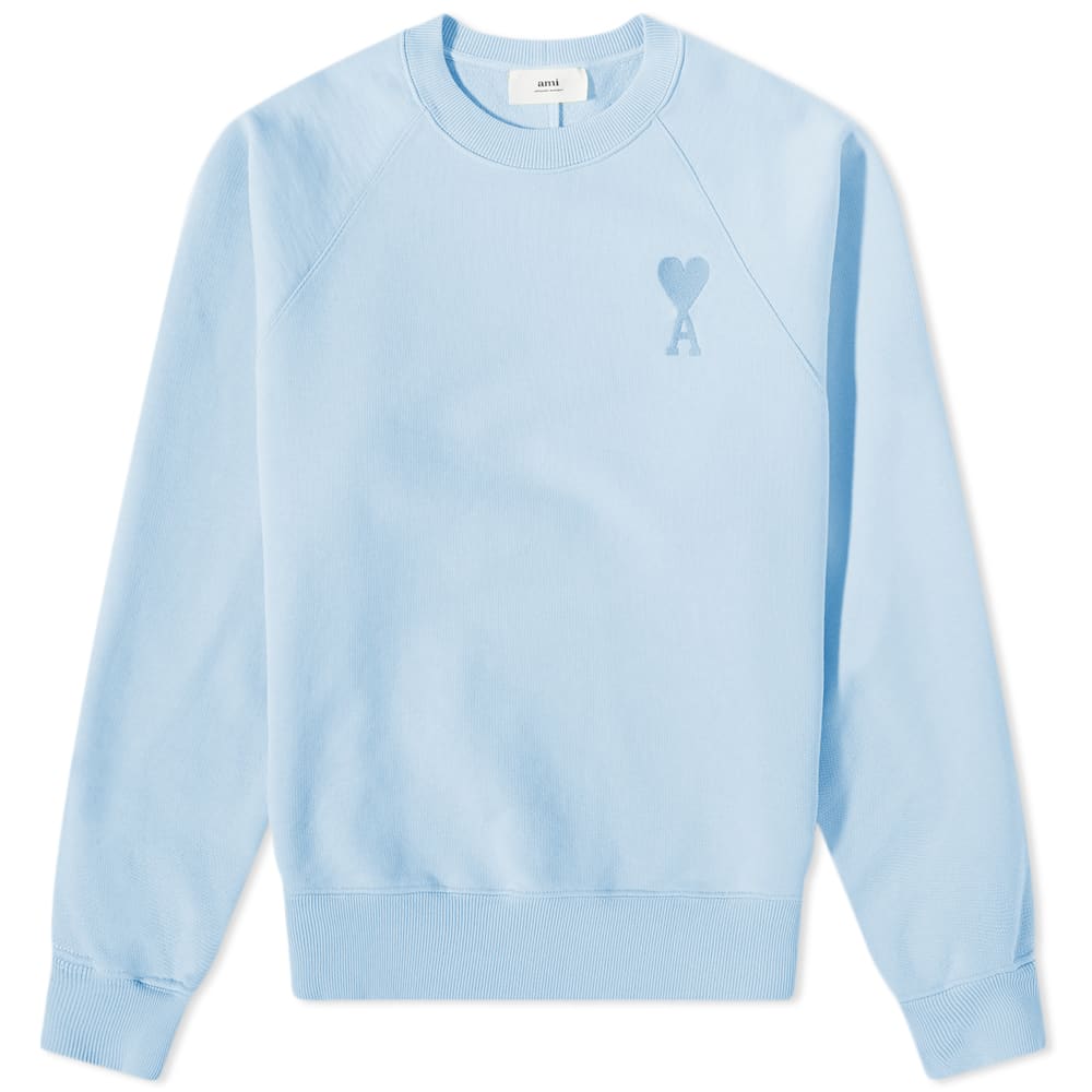 Sweatshirt AMI Tonal Heart Crew Sweat Blå | USW002-747450, 0