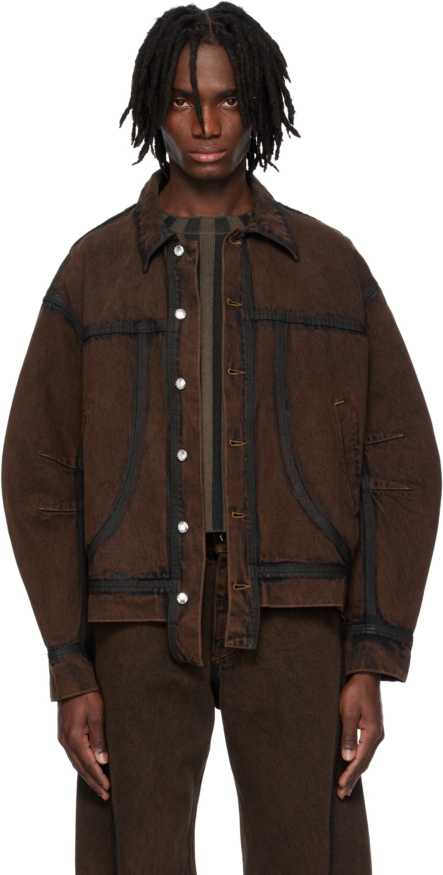 Jakke Eckhaus Latta Eckhaus Latta EL Redux Denim Jacket Brun | 1224-EL-PS25-O - OUTLINE, 0