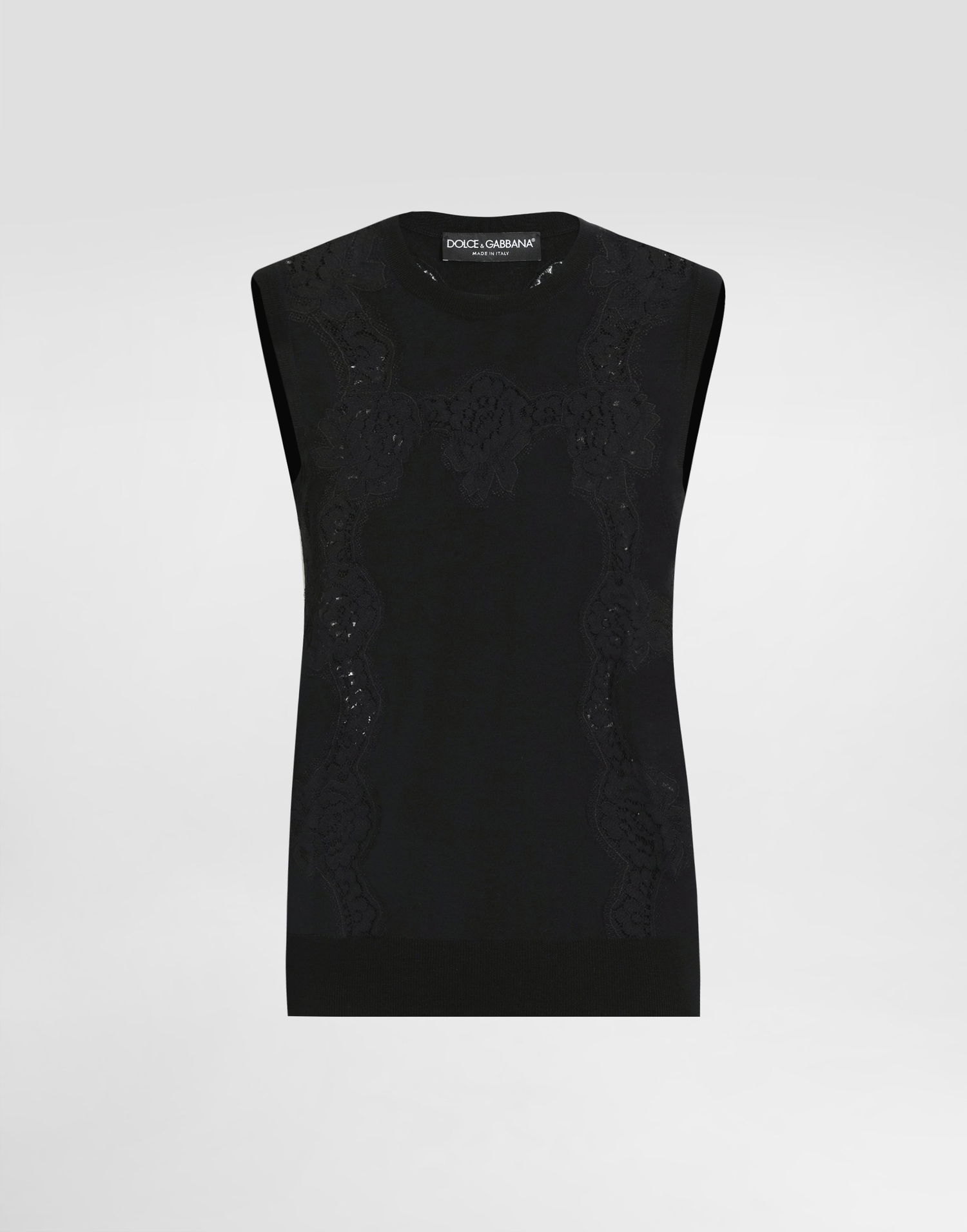 Tanktop Dolce & Gabbana Dolce & Gabbana Wool and Lace Tank Top Sort | FXT02TJDVCSN0000, 0