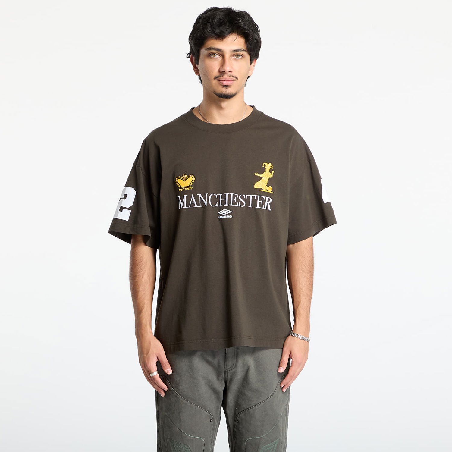 T-shirt Umbro Cult Unity Manchester Graphic Oversized T-Shirt with Number 2 Sleeve Brun | UBMW0397JY121 GRN0010, 0