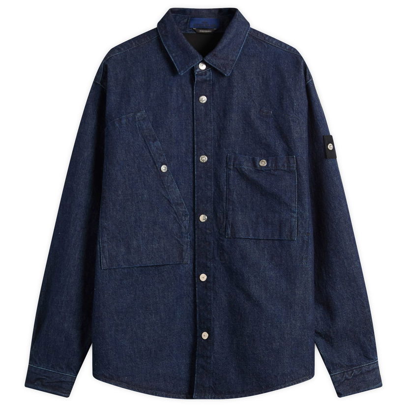 Skjorte Stone Island Denim Overshirt Mørkeblå | K2S151100008-VJ201