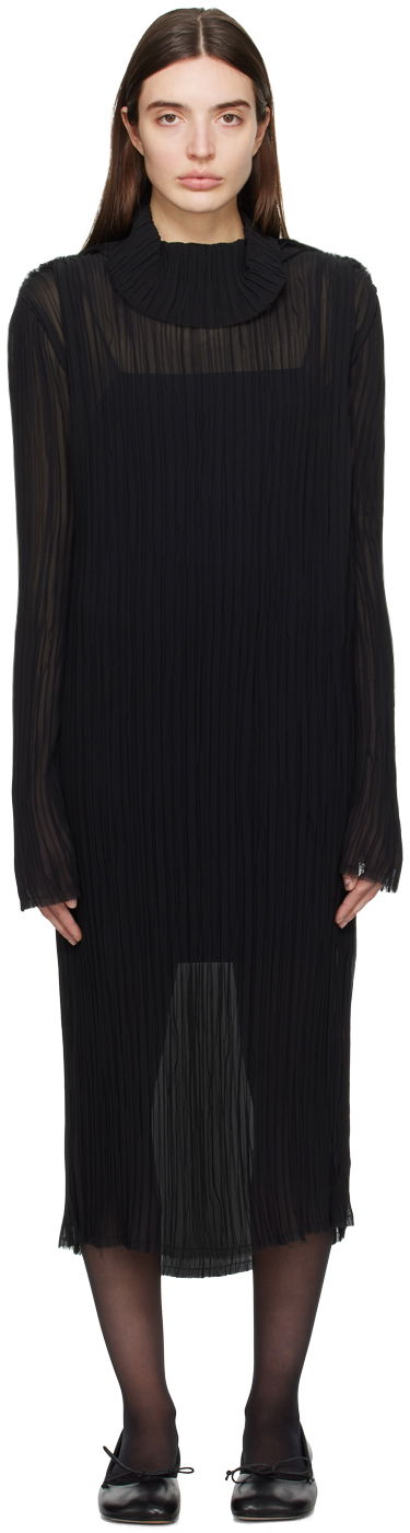 Kjole Maison Margiela MM6 Sheer Midi Dress Sort | S52DG0010 S78565