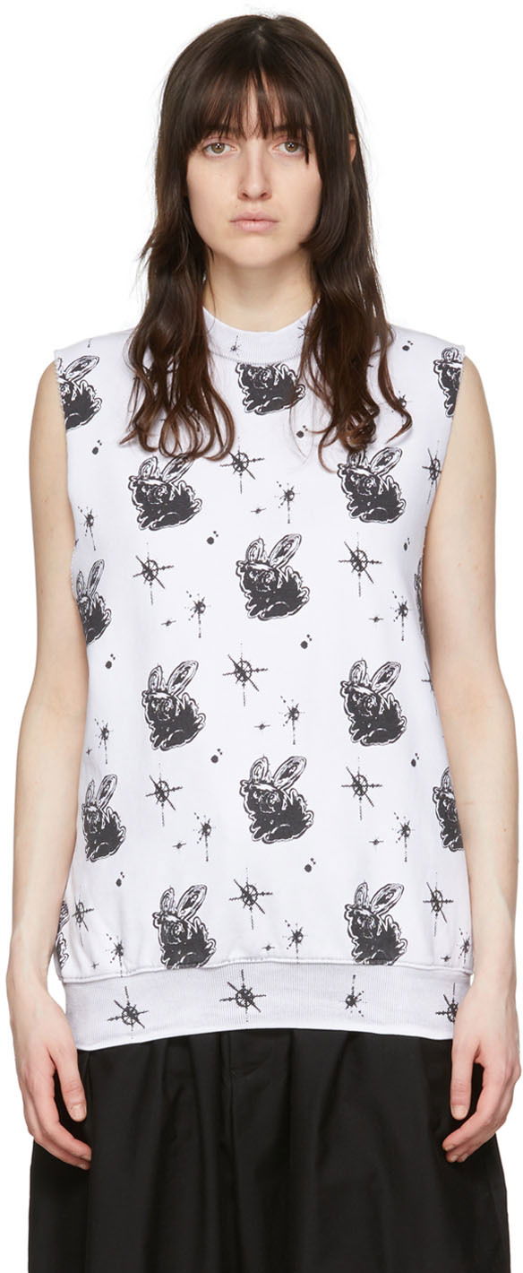 Tanktop We11done We11done Graphic Print Tank Top Hvid | WD-TV1-22-559-U-WH