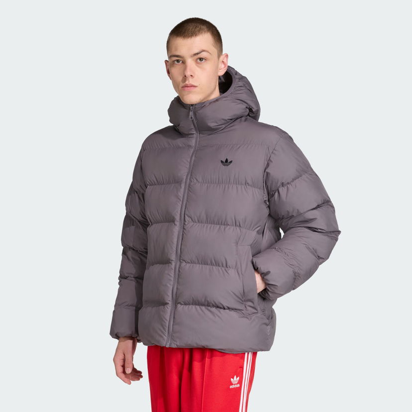 Puffer jakke adidas Performance Hooded Puffer Jacket Grå | JX4122